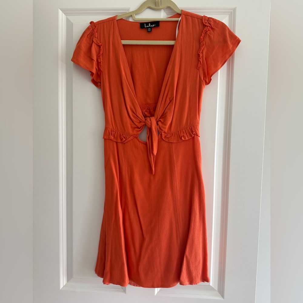 Lulu's Vibrant Orange Ruffle Mini Dress